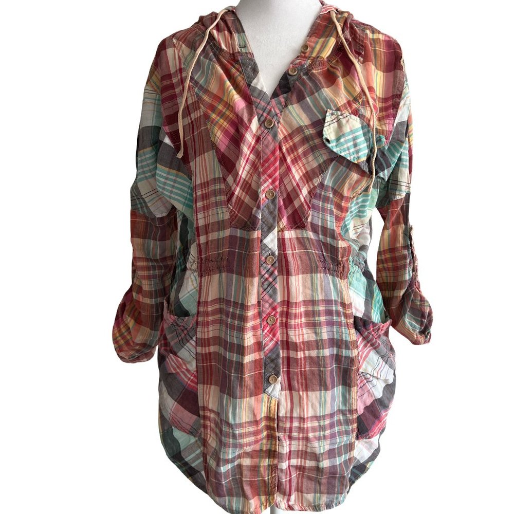 Thursday Island woman hooded plaid long-sleeve shirt🤩🤩🤩🤩🤩
